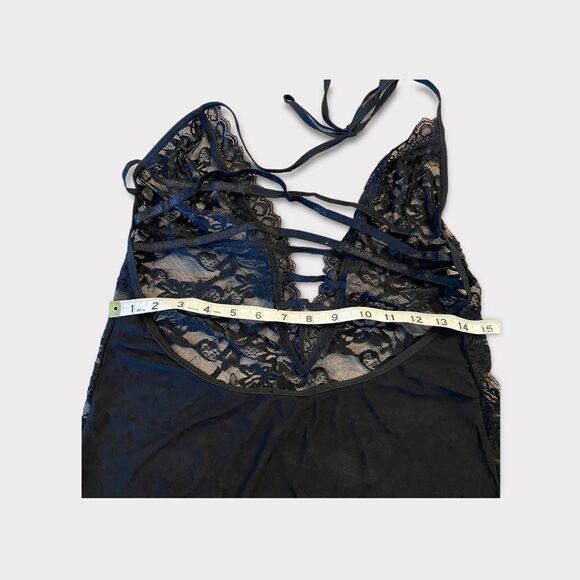 Black Lace Mini Open Exposed Sheer Back Lingerie - Picture 7 of 11